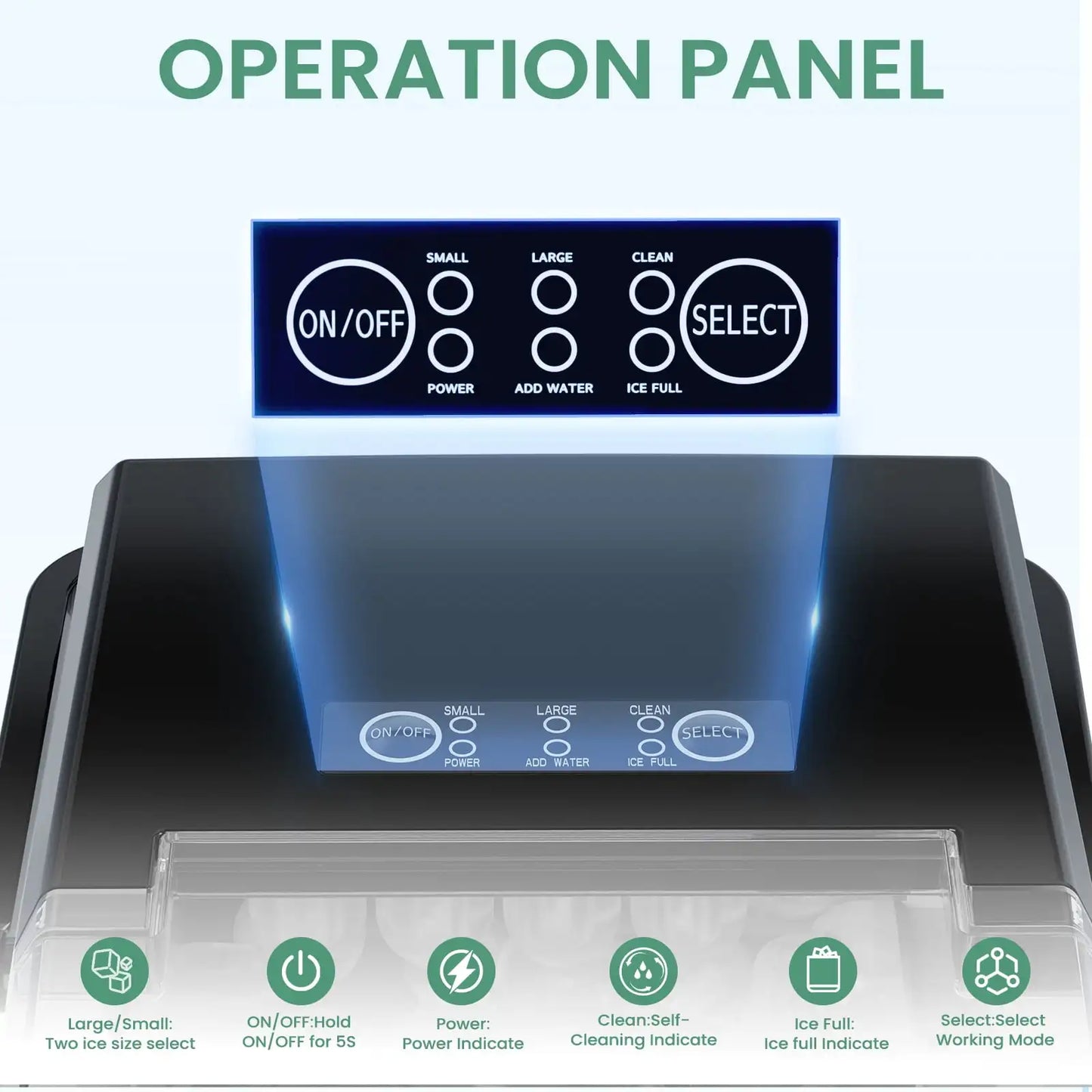 Countertop Ice Maker - Fast, Self-Cleaning, 2 Bullet Sizes