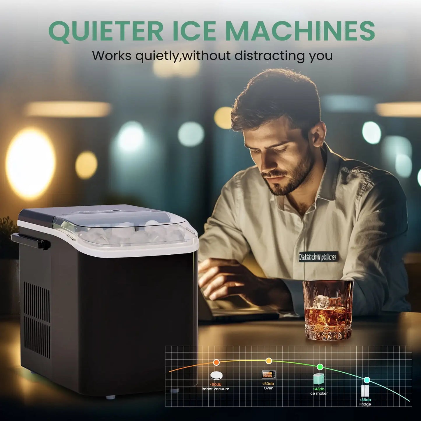 Countertop Ice Maker - Fast, Self-Cleaning, 2 Bullet Sizes