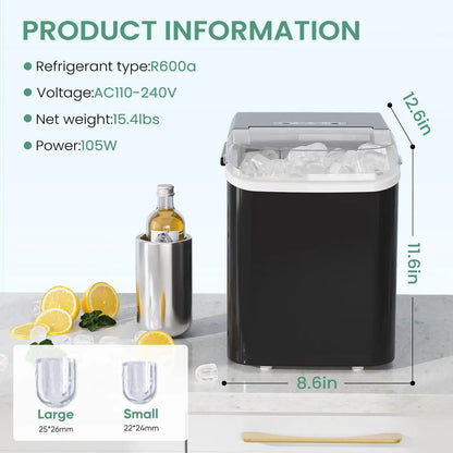 Countertop Ice Maker - Fast, Self-Cleaning, 2 Bullet Sizes